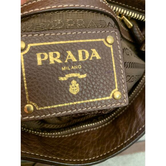 Prada Women Blue Brown Leather Crossbody Bag - Picture 3 of 9